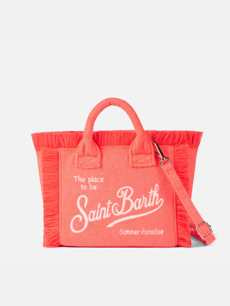 Mini Vanity Frottee-Handtasche in Neonrosa