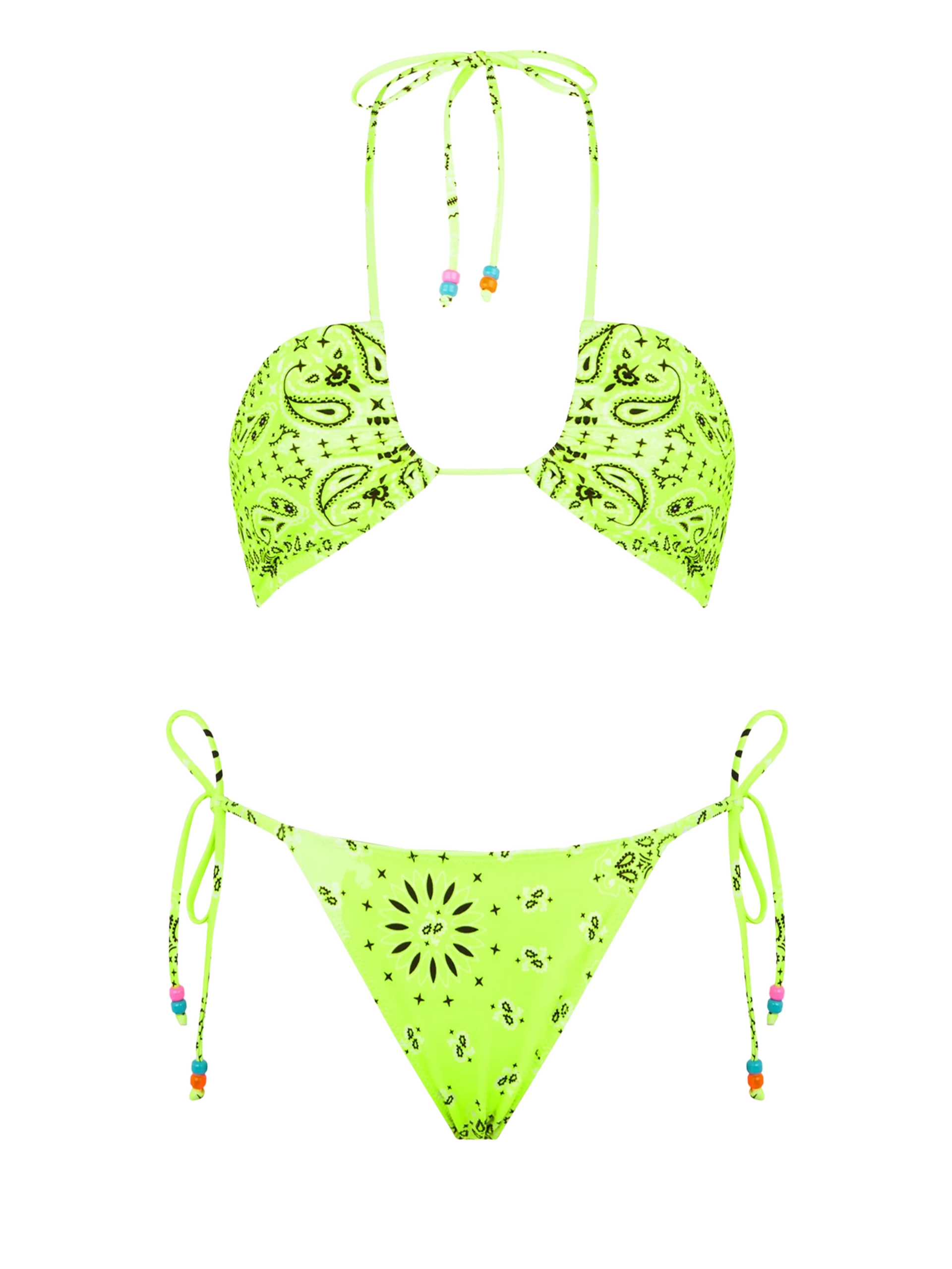 Dahlia Marielle yellow bandana bandeau bikini with charms – MC2