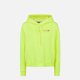 Fluo yellow hoodie with St. Barth embroidery