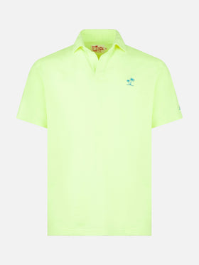 Fluo yellow cotton jersey man polo