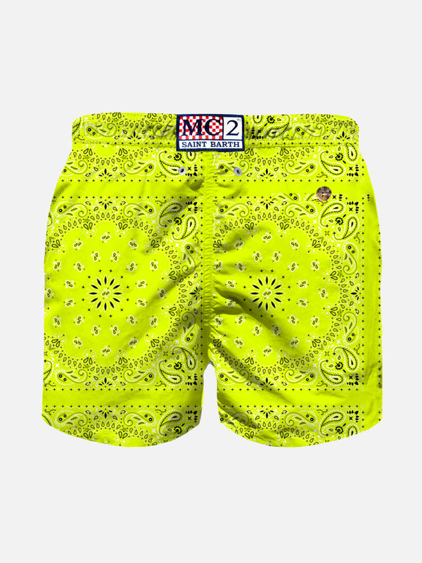 Costume da bagno da bambino con stampa bandana giallo fluo