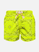 Costume da bagno da bambino con stampa bandana giallo fluo