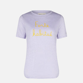 Leinen-T-Shirt mit Forte Habituè-Stickerei