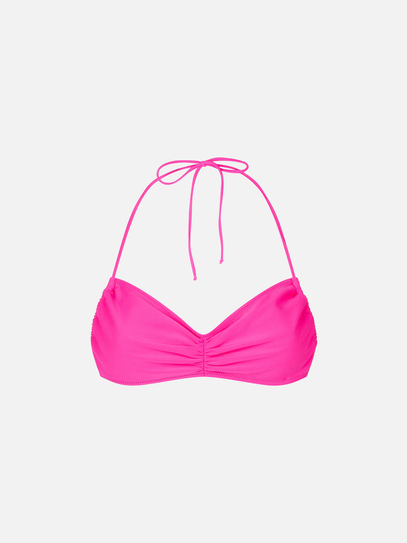 Fuchsiafarbener Bandeau-Top-Badeanzug für Damen