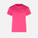 T-shirt da donna fucsia in cotone con ricamo