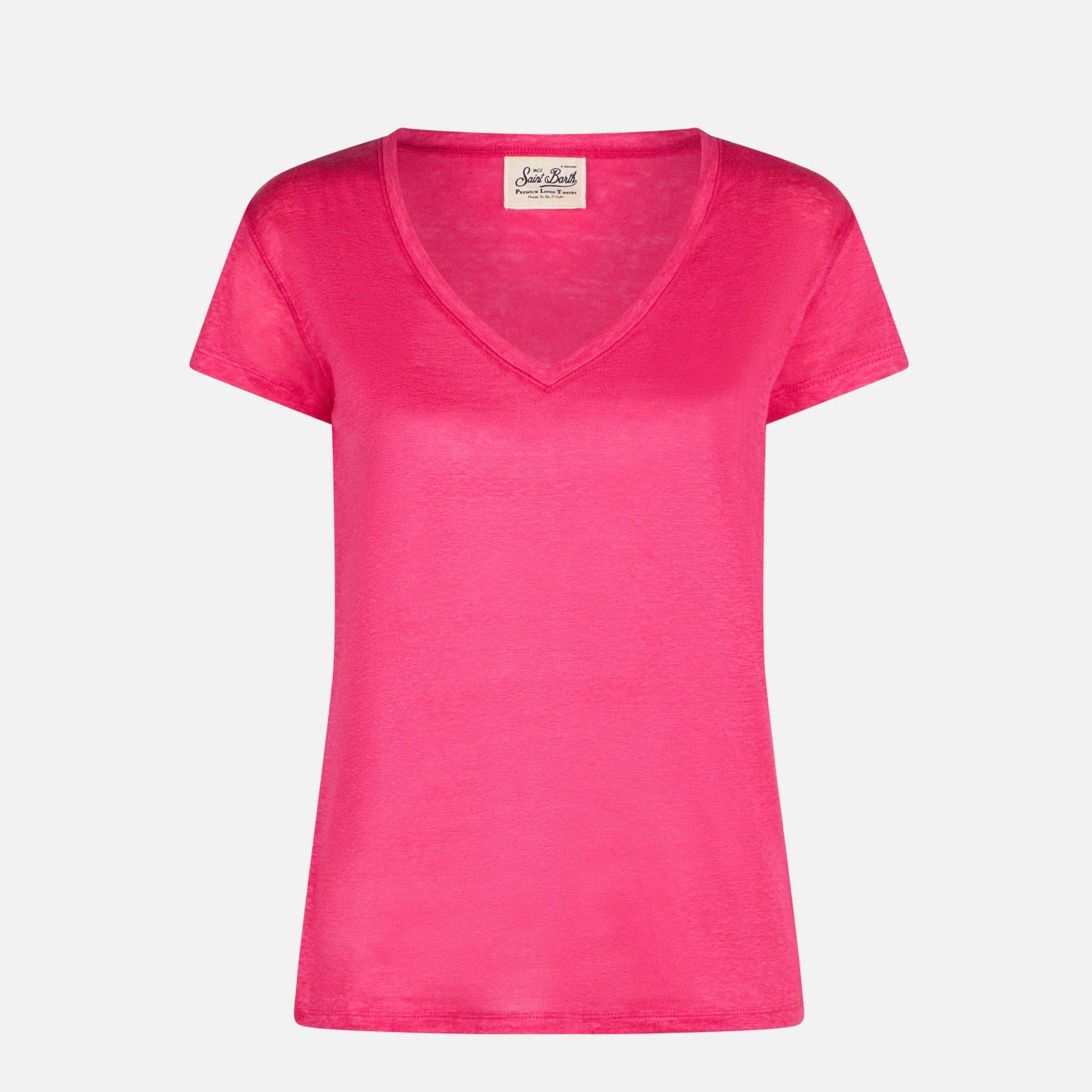 Woman fuchsia linen t-shirt - MC2 Saint Barth