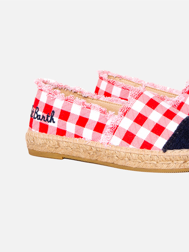 Gingham canvas espadrillas with embroidery - MC2 Saint Barth