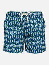 Herren-Badeshorts aus leichtem Stoff mit Gin-Print 