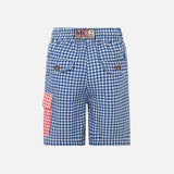 Bermudashorts aus Leinen in Vichy-Blau