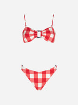 Gingham bralette bikini with rings