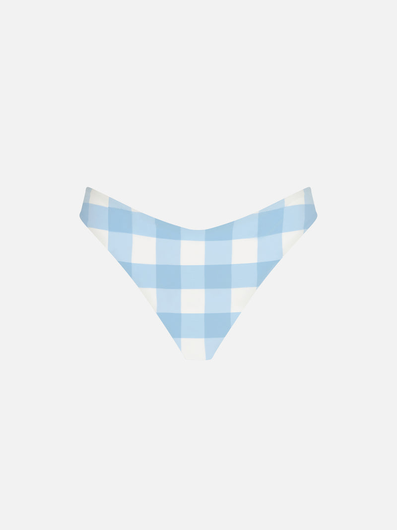 Woman cheeky swim briefs with gingham print