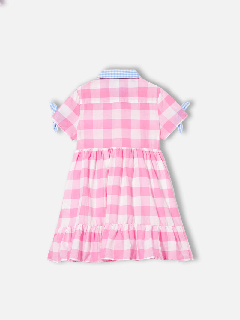 Gingham print girl dress