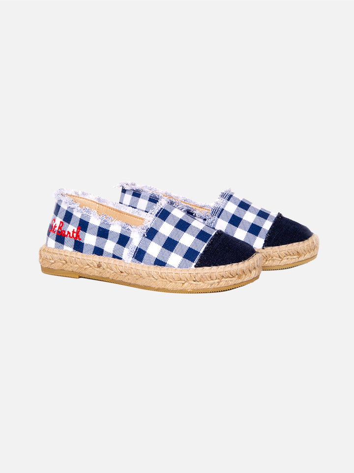 Gingham print canvas espadrillas with embroidery - MC2 Saint Barth