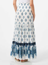 Light blue flower gipsy print long skirt