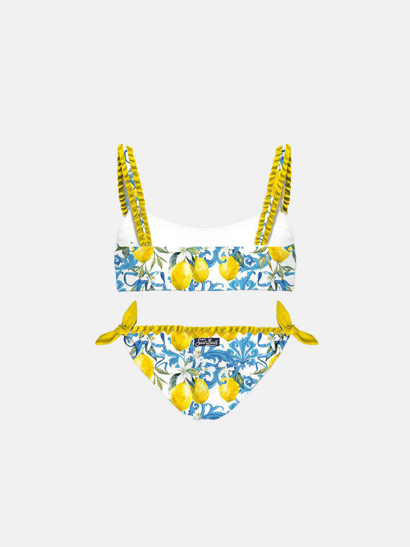 Bikini top da bambina con stampa barocca