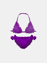 Girl purple triangle bikini