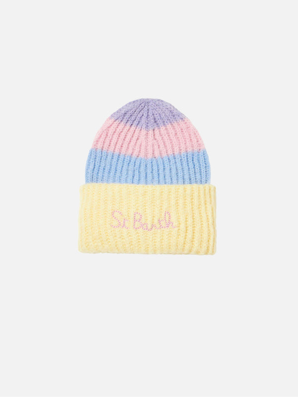 Girl brushed and ultra soft beanie with pastel shades