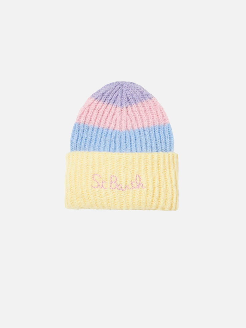 Girl brushed and ultra soft beanie with pastel shades