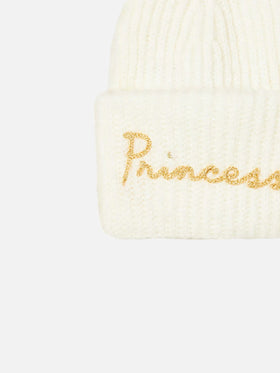 Gebürstete und ultraweiche Mädchenmütze mit Princess-Stickerei