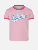 Girl cotton t-shirt with St. Barth print