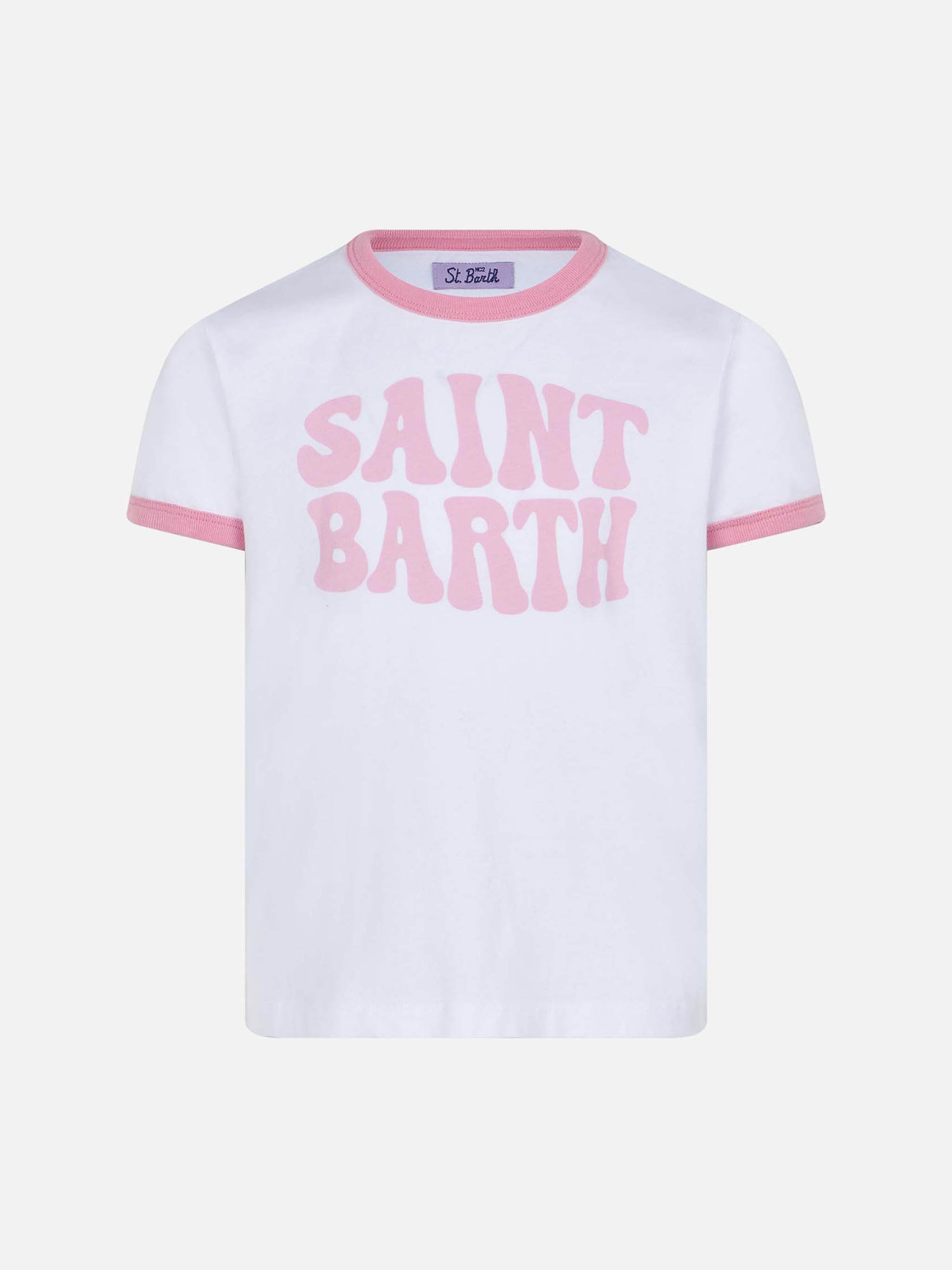 Girl cotton t-shirt with St. Barth groovy print - MC2 Saint Barth