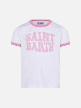 Girl cotton t-shirt with St. Barth groovy print - MC2 Saint Barth