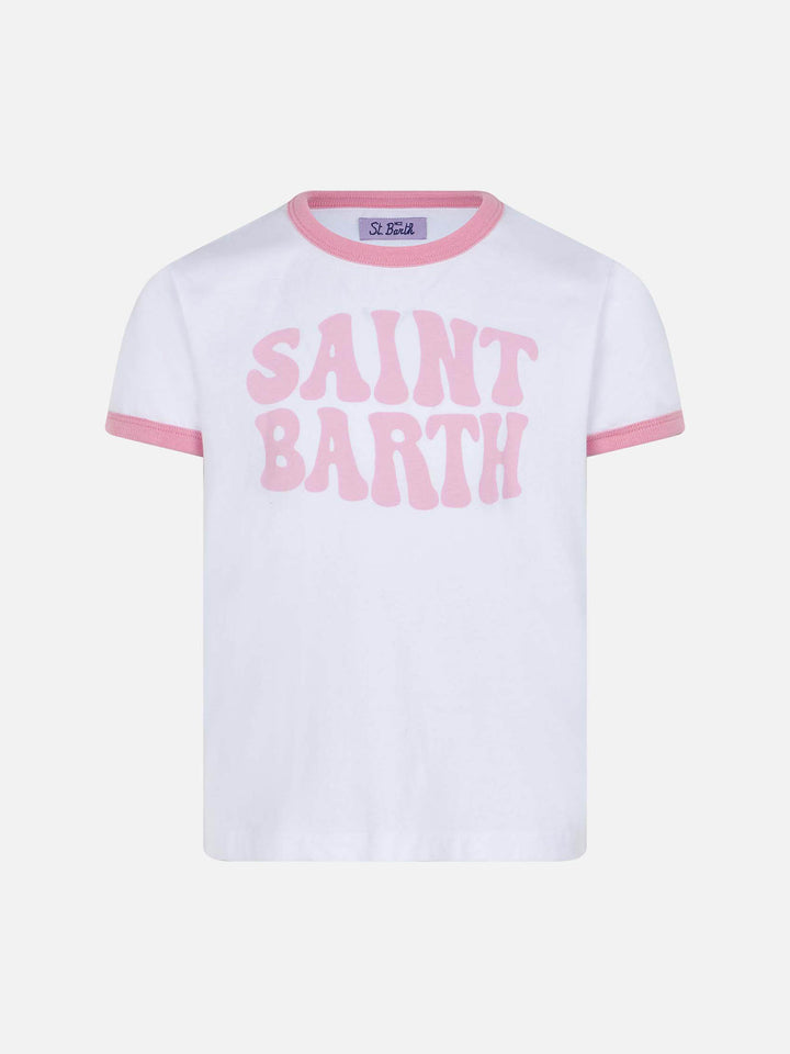 Girl cotton t-shirt with St. Barth groovy print - MC2 Saint Barth