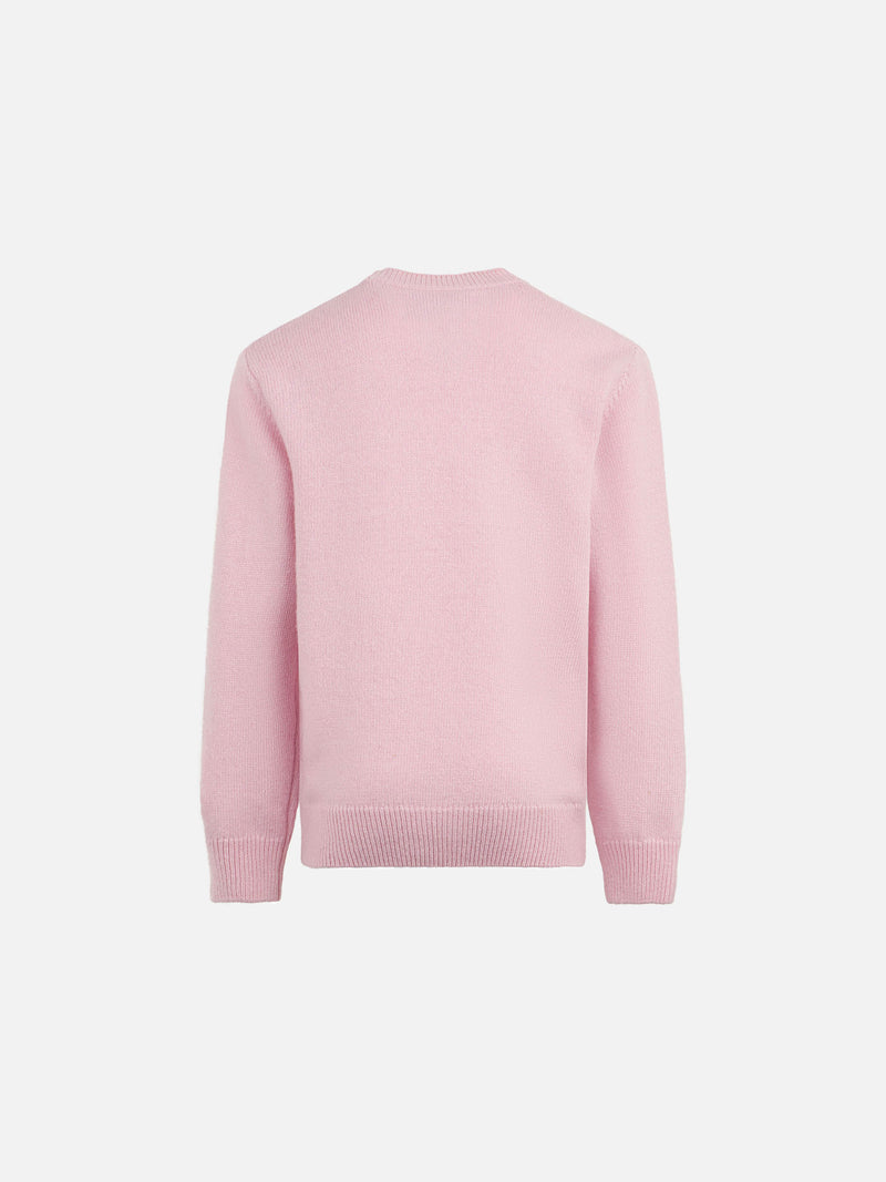 Rosa Pullover für Mädchen mit Rundhalsausschnitt und „Mother &amp; Sons“-Stickerei