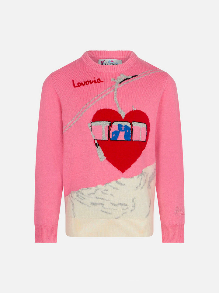 Maglione da bambina girocollo con stampa love