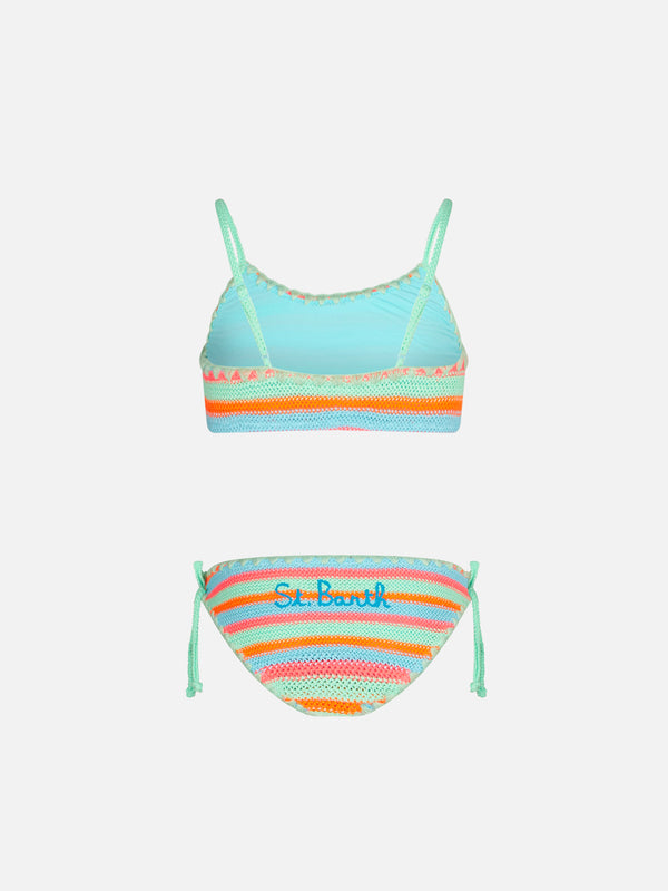 Girl bralette bikini crochet with multicolor stripes