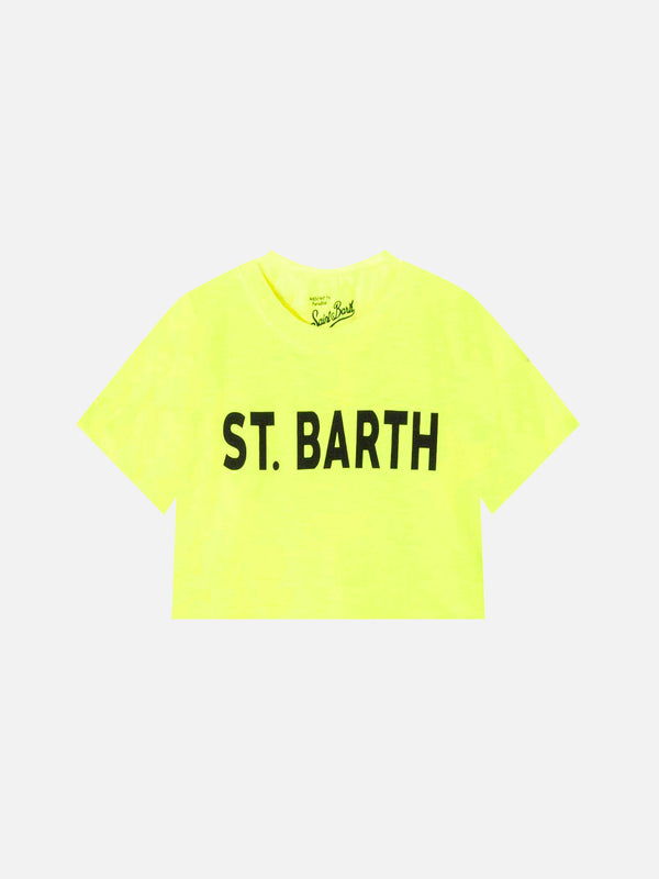 Girl fluo yellow crop t-shirt