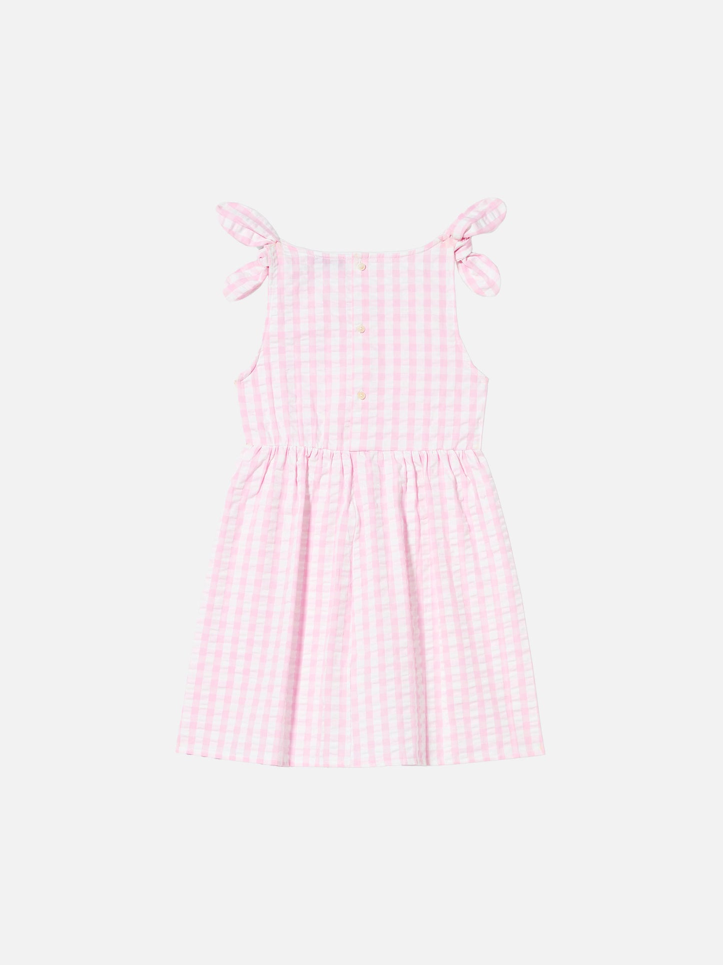 Rosafarbenes Mädchenkleid mit Vichy-Print