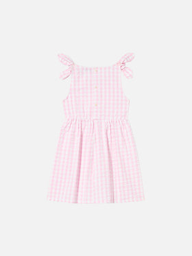 Rosafarbenes Mädchenkleid mit Vichy-Print