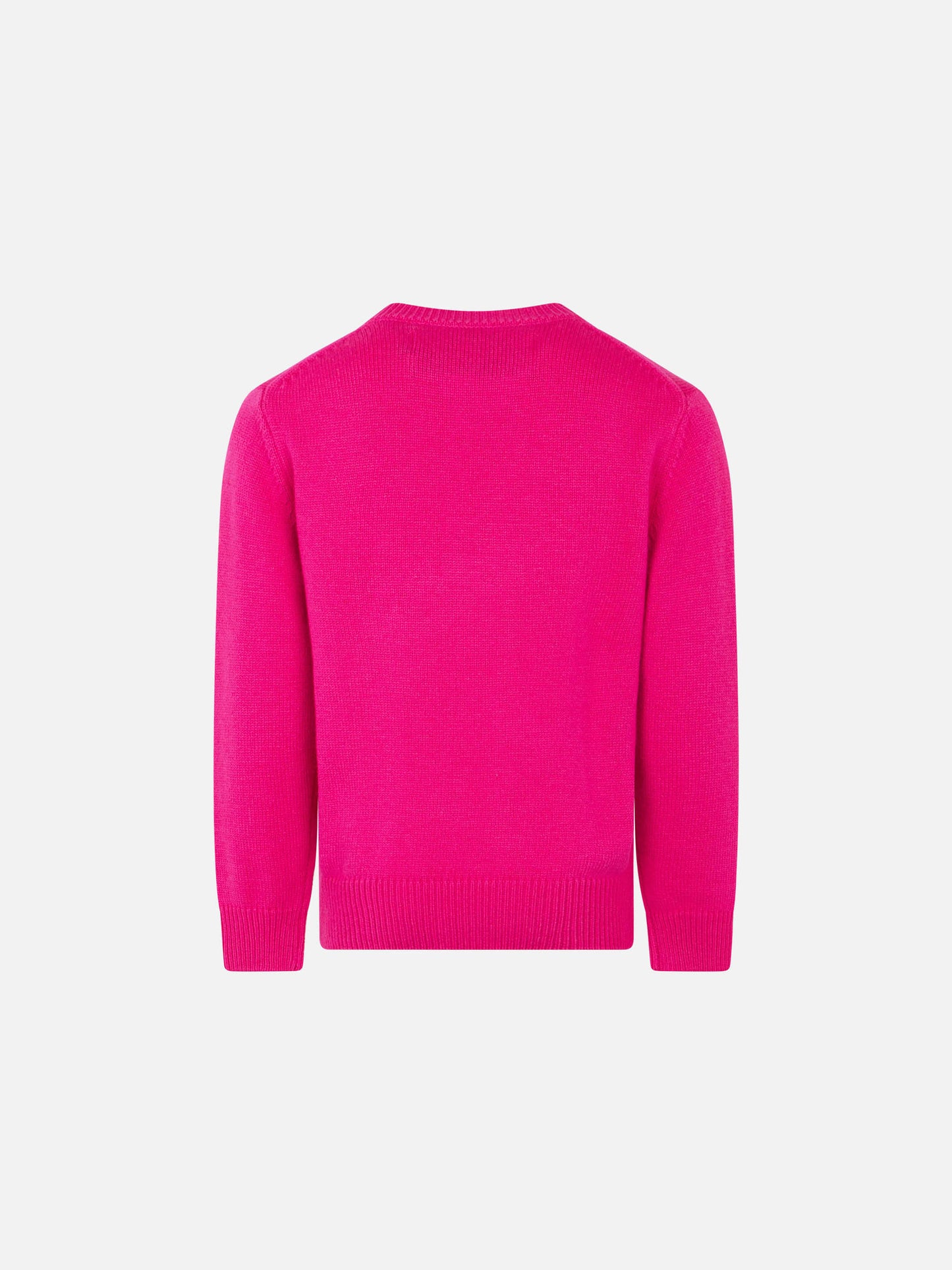 Maglione rosa fluo da bambina ricamo Piccola Peste giallo fluo