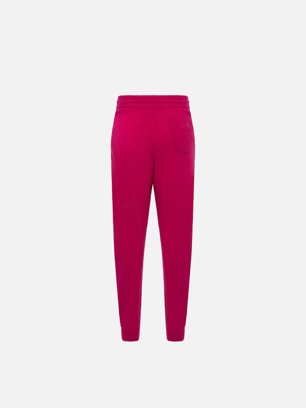 Girl fuchsia knitted jogger pants