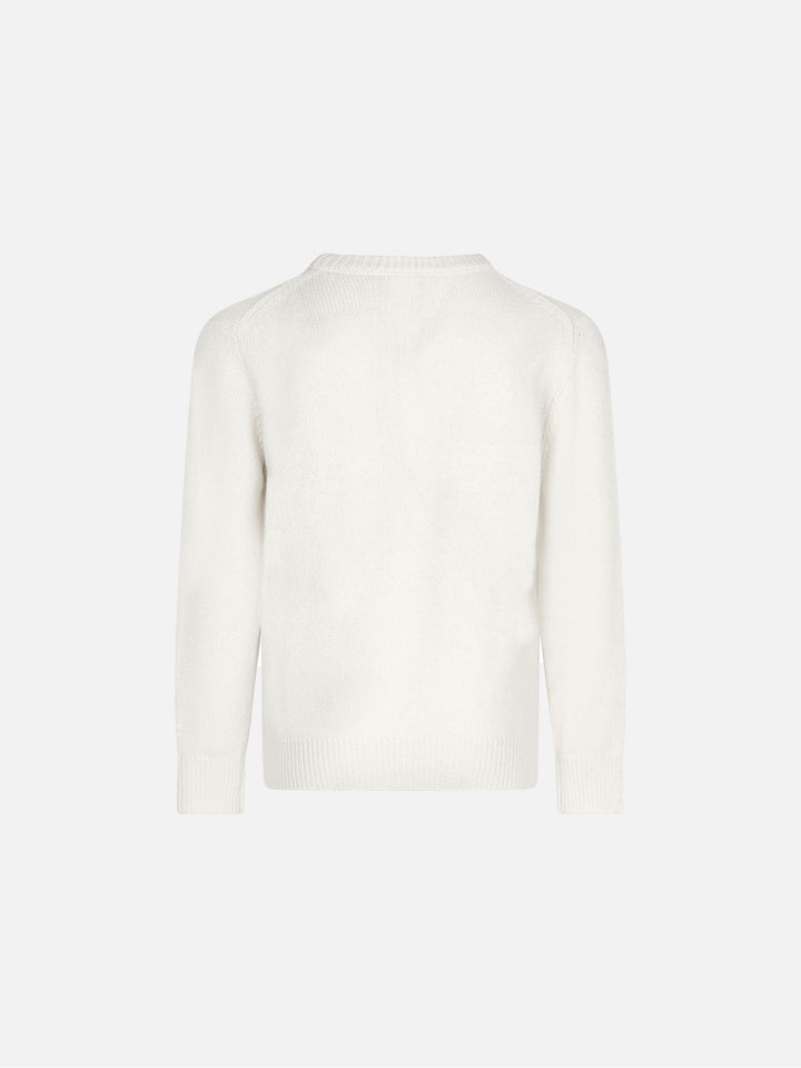 Maglione bianco da bambina con stampa lurex L'Étoile