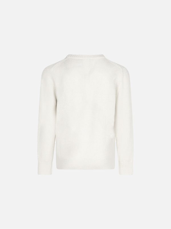 MÄDCHEN Weißer Pullover mit L'Étoile-Lurex-Aufdruck