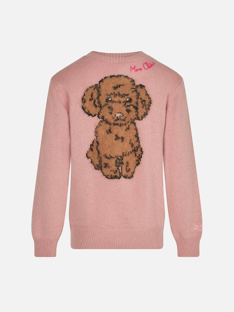 Girl crewneck sweater with dog print