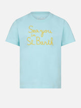 Girl t-shirt with Sea you in St. Barth embroidery