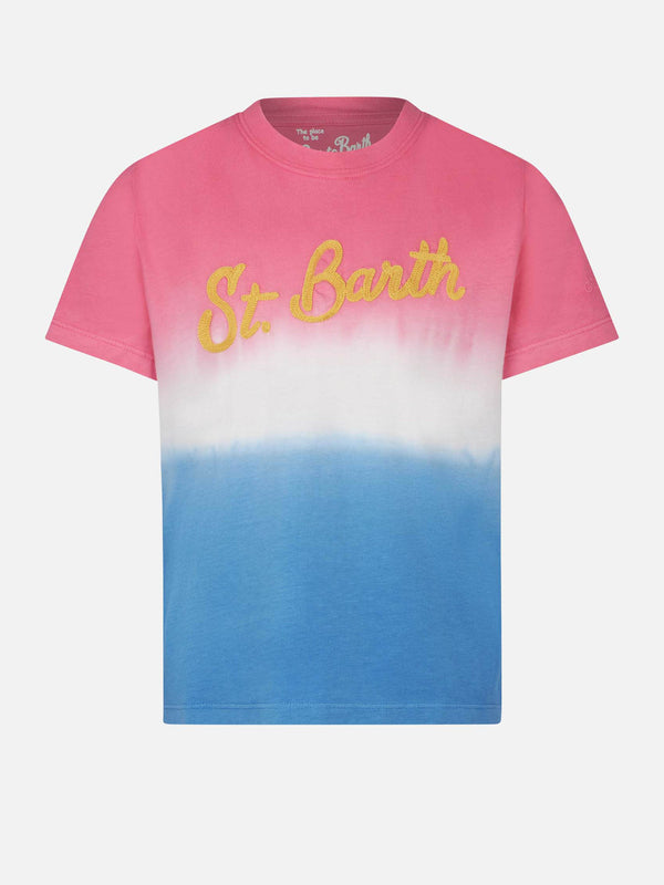 Girl tie dye t-shirt with St. Barth lettering