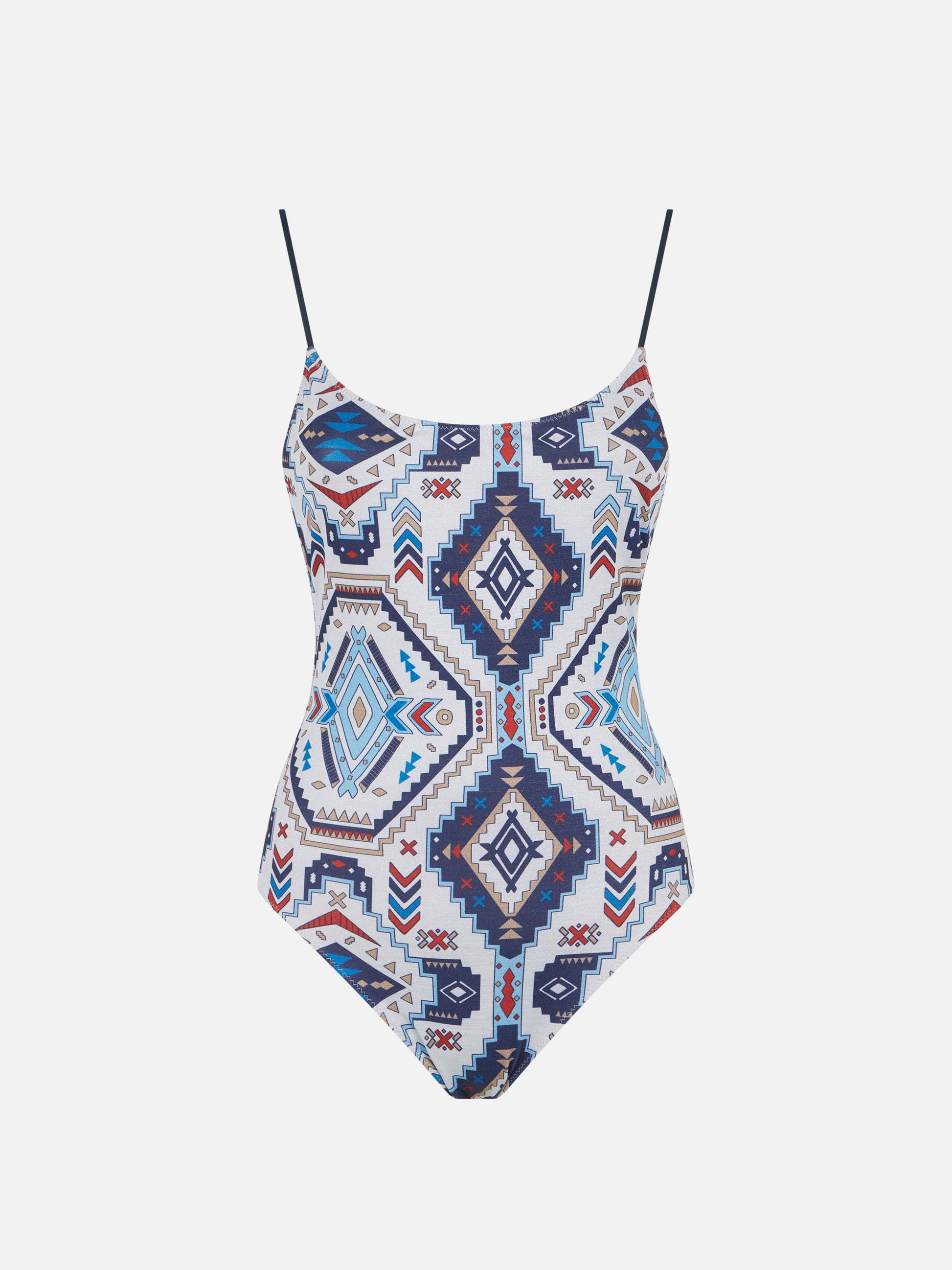 Woman one piece swimsuit with glitter aztec print - MC2 Saint Barth
