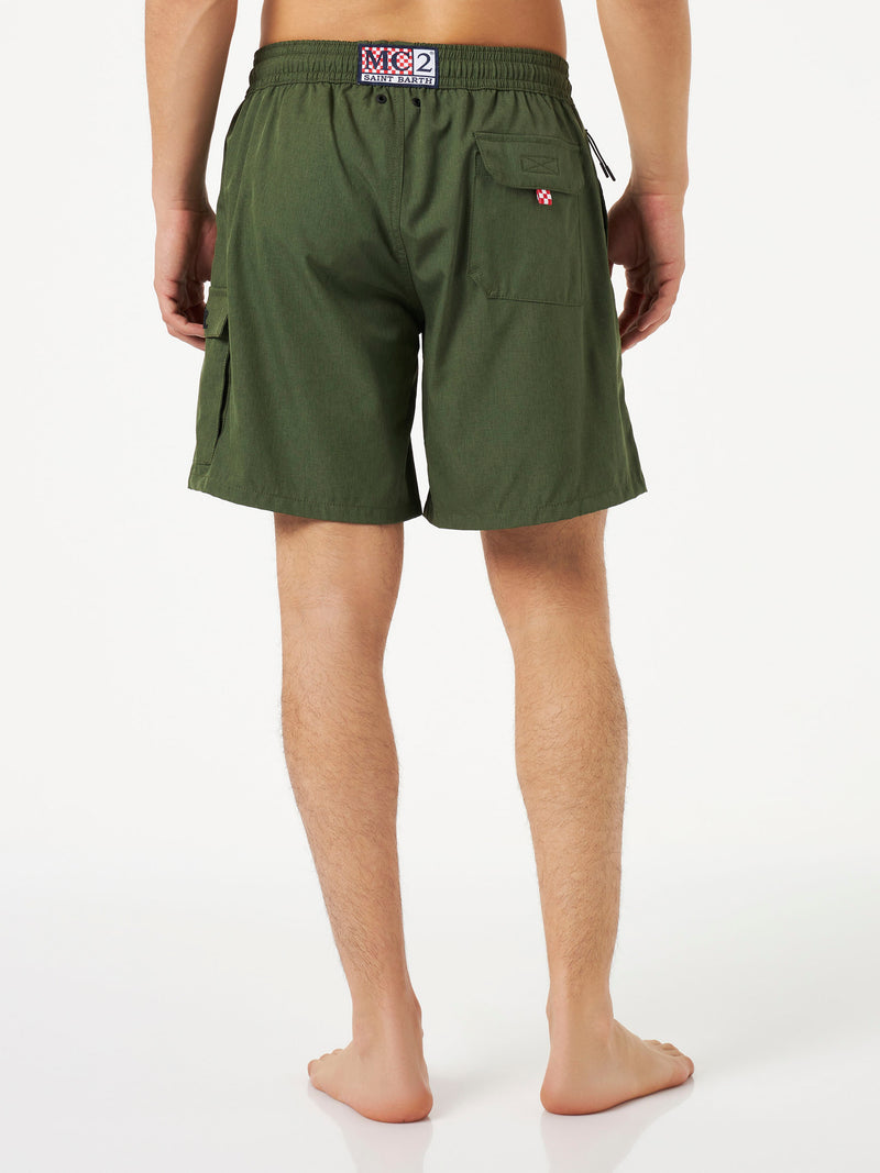 Costume da bagno da uomo comfort ed elasticizzato colore verde militare