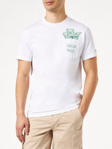 Green pass print cotton t-shirt