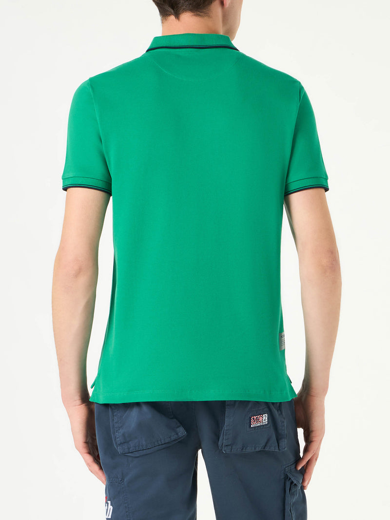 Green polo with St. Barth check logo