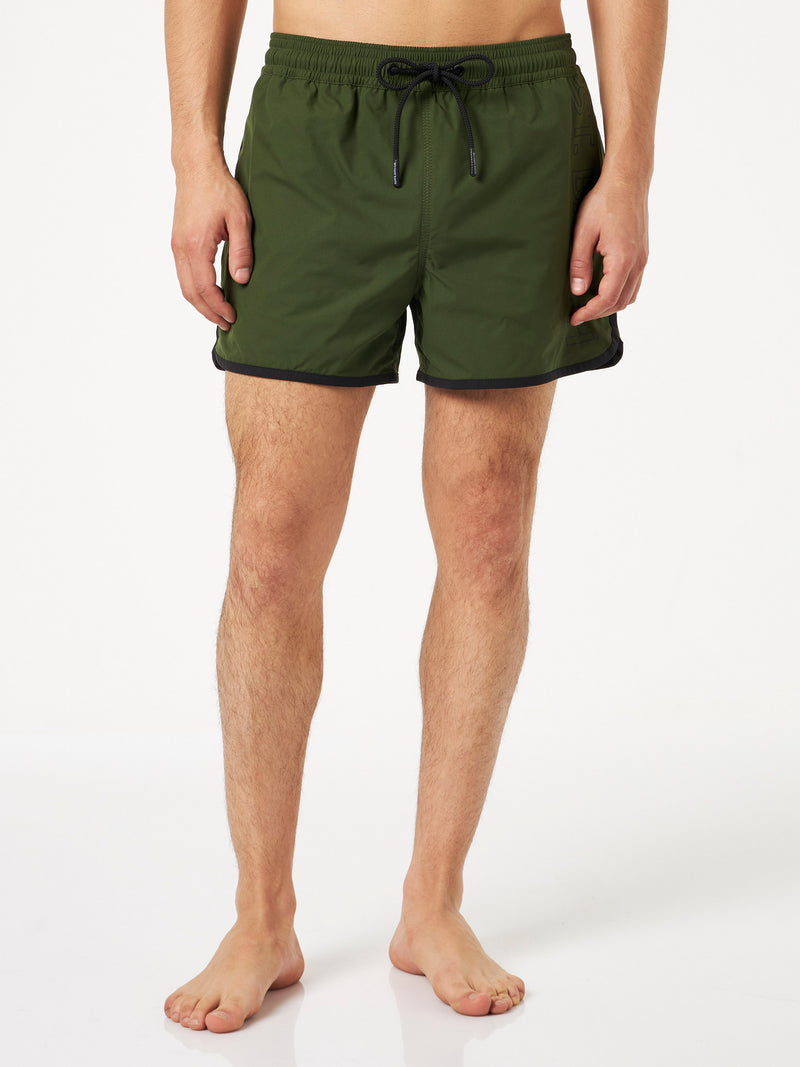 Man swim shorts with side logo and contrast