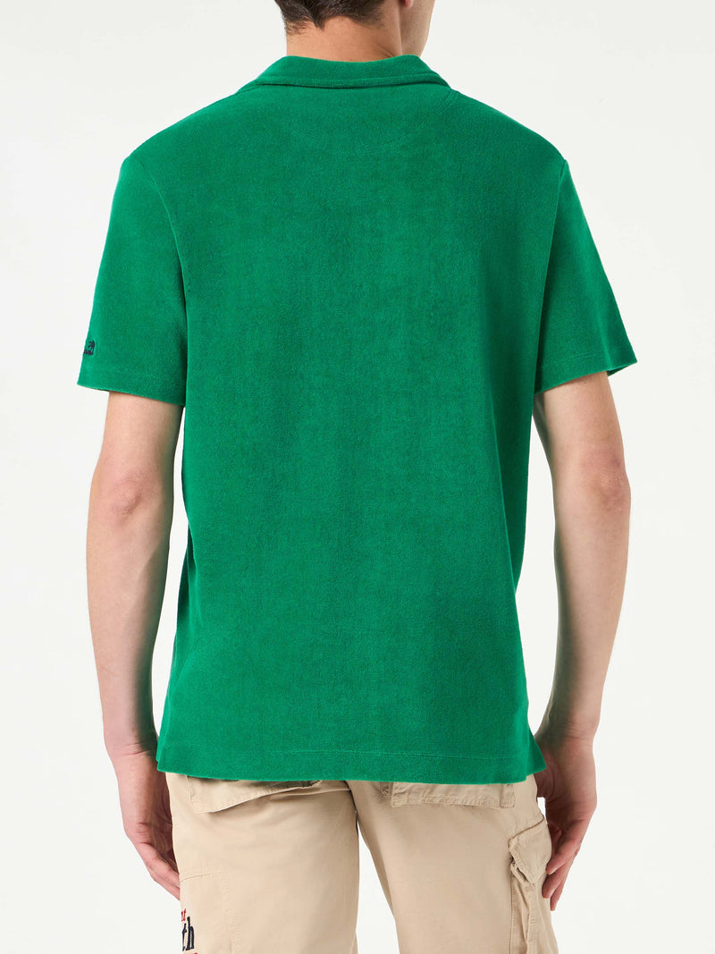 Man green terry polo