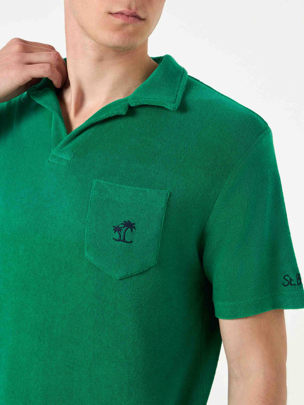 Man green terry polo