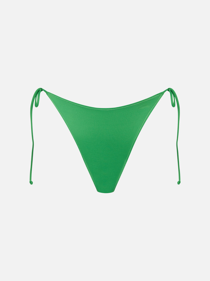 Woman green swim briefs with side laces