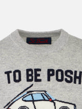 Grauer Jungenpullover mit „To be posh“-Aufdruck