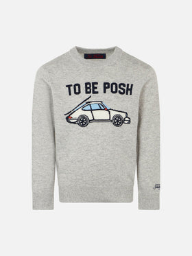 Maglione grigio da bambino stampa To be posh